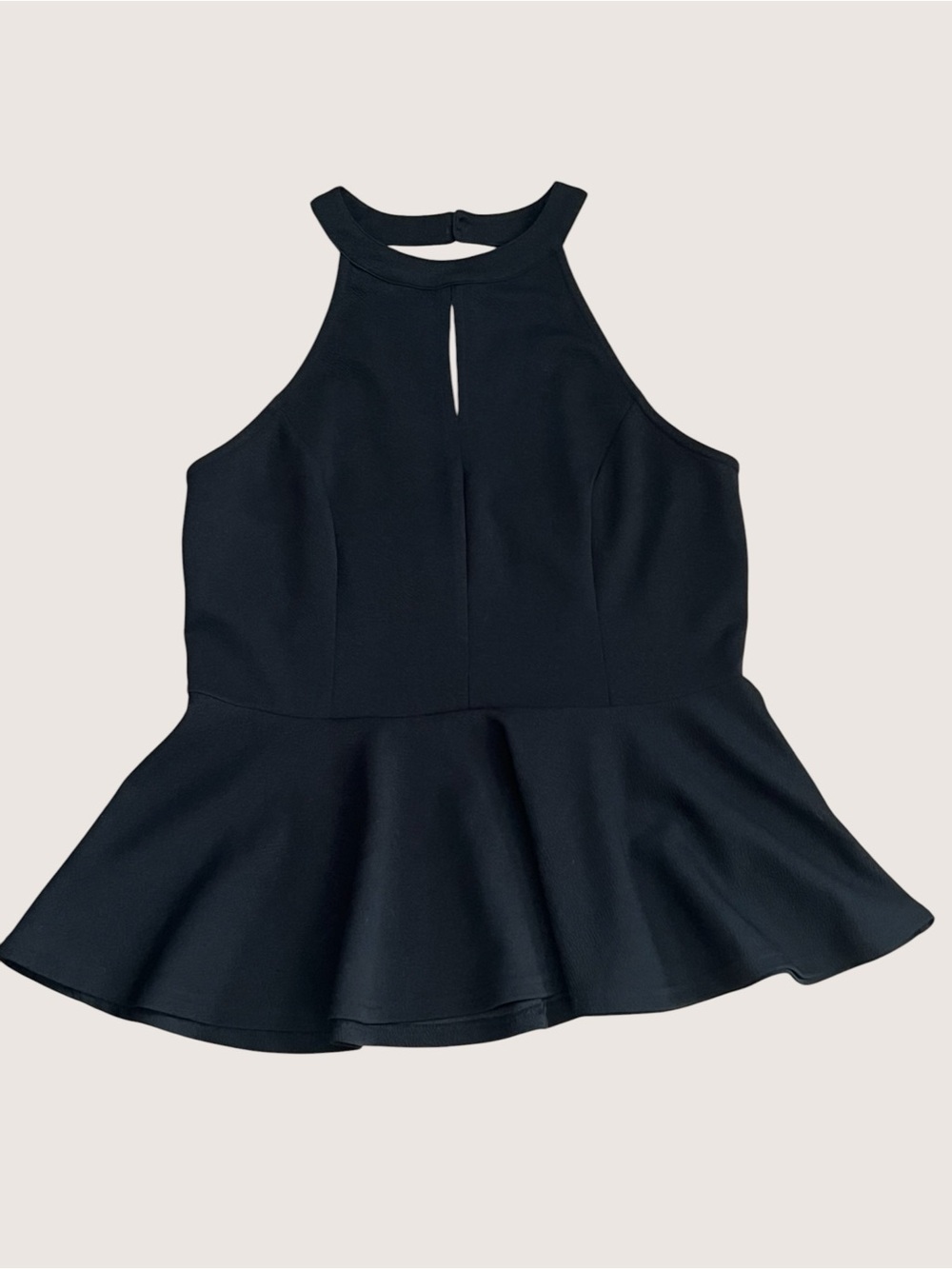 Black Halter Peplum Top